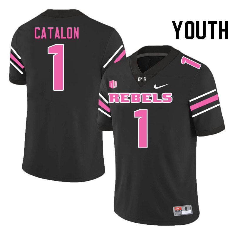 Youth #1 Jalen Catalon UNLV Rebels College Football Jerseys Stitched-Black